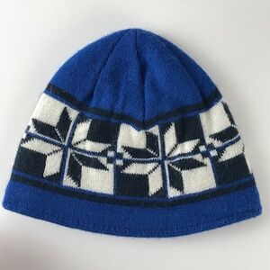 Columbia Youth Blue with geometric snowflake Winter Hat Beanie Cap